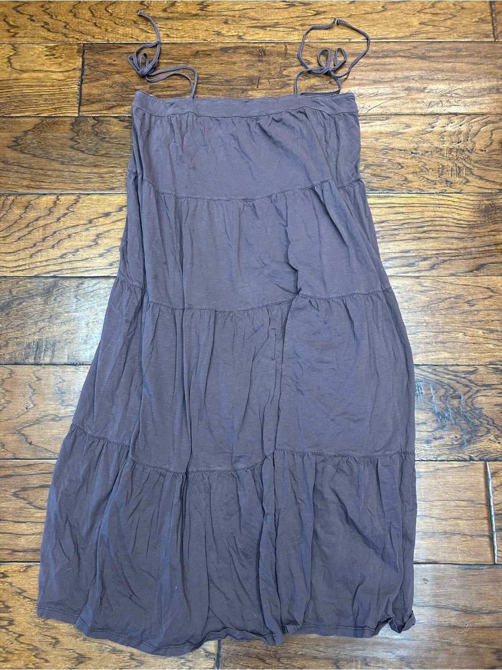 American Eagle Outfitters boho western Tie-strap tiered MIDI dress- Mauve Brown - Picture 3 of 8